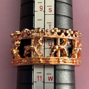 Ring Carousel & Horses on a Copper metal open-work Band 🐎 🐴 sz 10-10.5 (photos*)